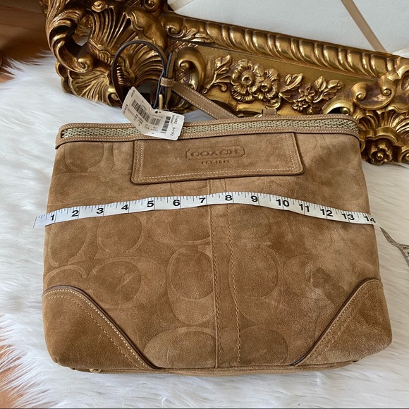 Coach Signature Beaded Leather Suede Tote Bag - Picture 8 of 16